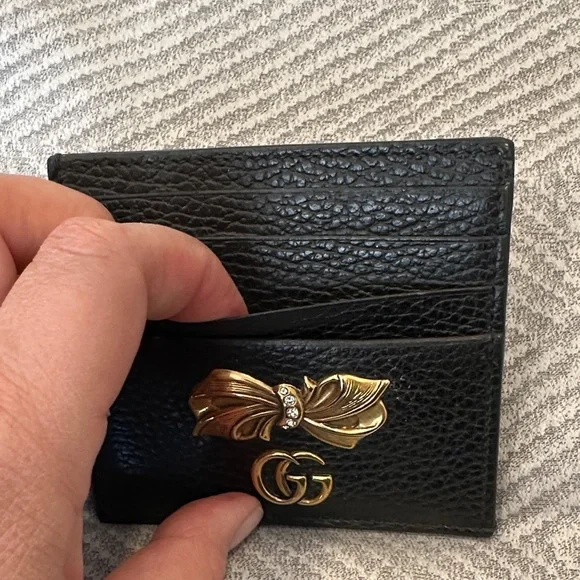 Gucci Black Wallet with Gold GG Logo